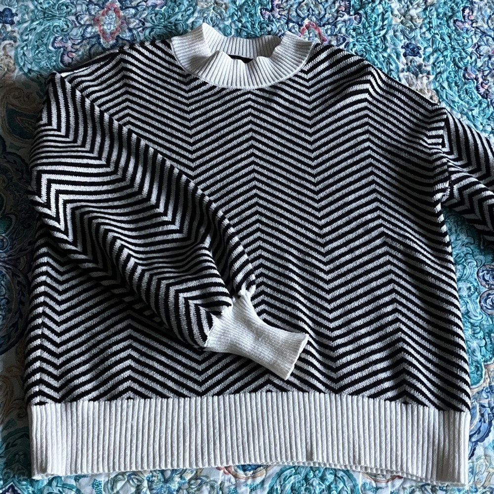 Chevron Patterned Crew Neck Sweater